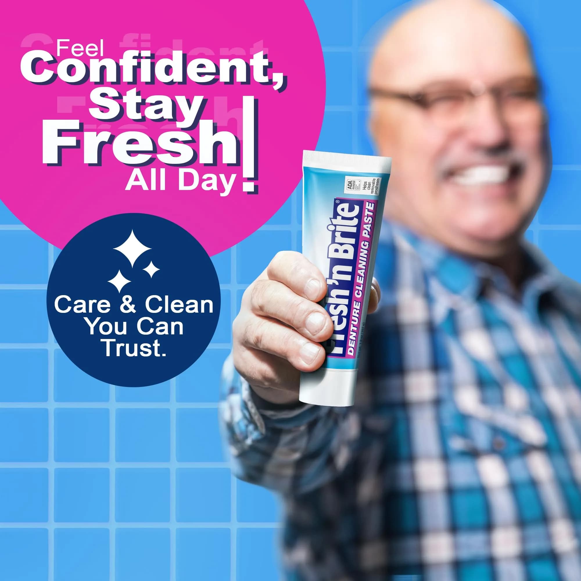 Fresh 'n Brite Denture Cleaner Paste Dual-Layer Mint 22.8g (6 x 3.8oz Tubes) | ADA Accepted Formula for Fresh Breath & Gentle Care - view 7