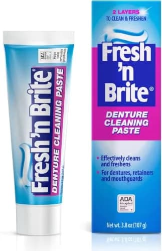 Fresh 'n Brite Denture Cleaner Paste Dual-Layer Mint 22.8g (6 x 3.8oz Tubes) | ADA Accepted Formula for Fresh Breath & Gentle Care thumbnail 1