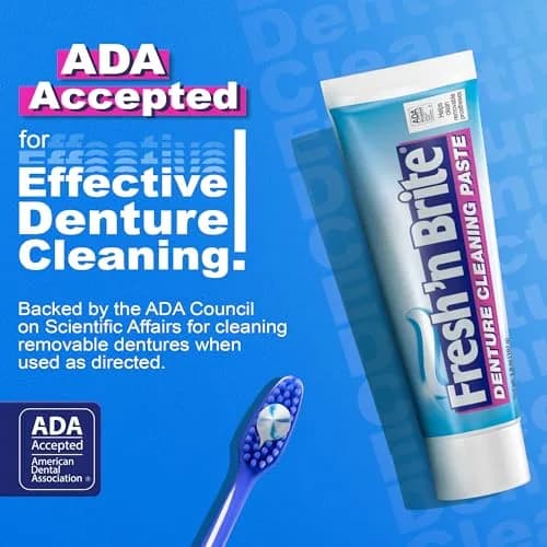 Fresh 'n Brite Denture Cleaner Paste Dual-Layer Mint 22.8g (6 x 3.8oz Tubes) | ADA Accepted Formula for Fresh Breath & Gentle Care thumbnail 2