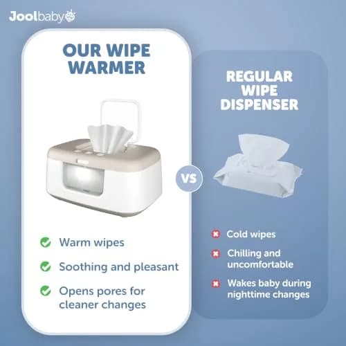 Jool Baby TinyBums Baby Wipe Warmer & Dispenser with LED Changing Light & On/Off Switch (Oatmeal) | Safe Warmth for Diaper Changes thumbnail 5