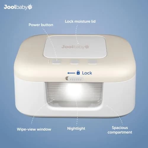 Jool Baby TinyBums Baby Wipe Warmer & Dispenser with LED Changing Light & On/Off Switch (Oatmeal) | Safe Warmth for Diaper Changes thumbnail 3