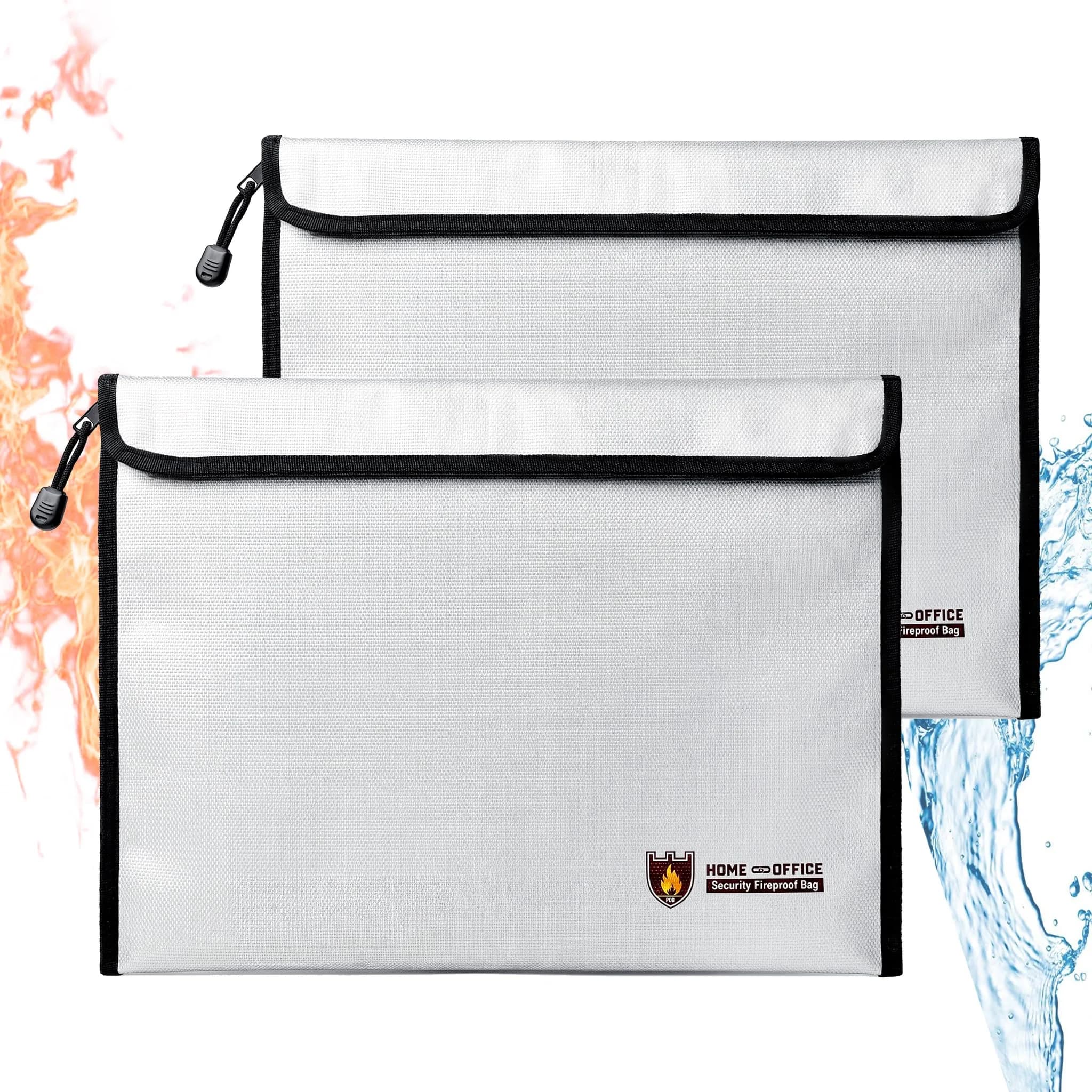 Geban Fireproof Document Bag 15'' x 11'' (2 Pack, Silver) | Waterproof & Heat-Resistant for Valuables - main product image