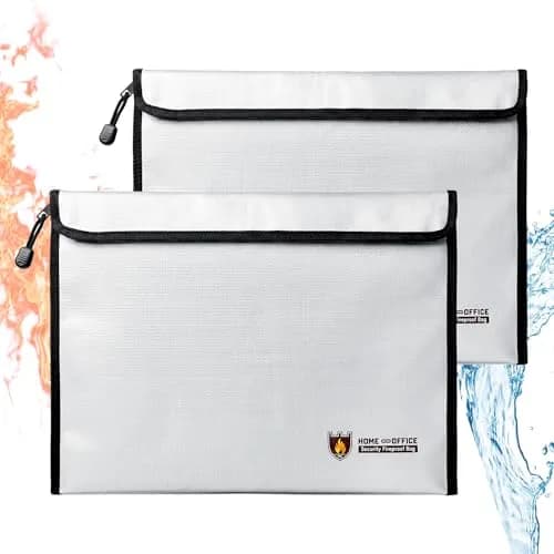 Geban Fireproof Document Bag 15'' x 11'' (2 Pack, Silver) | Waterproof & Heat-Resistant for Valuables thumbnail 1