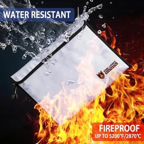 Geban Fireproof Document Bag 15'' x 11'' (2 Pack, Silver) | Waterproof & Heat-Resistant for Valuables thumbnail 2