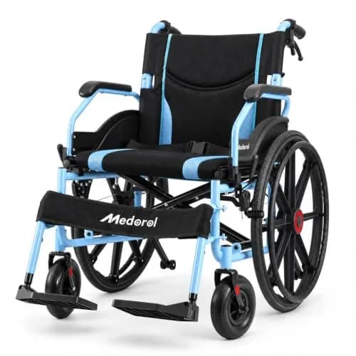 Medorol Wheelchairs for Adults 22 Inch Wide Seat | Heavy Duty 400 lbs Capacity, Foldable, Self-Propelled with Hand Brakes thumbnail 1