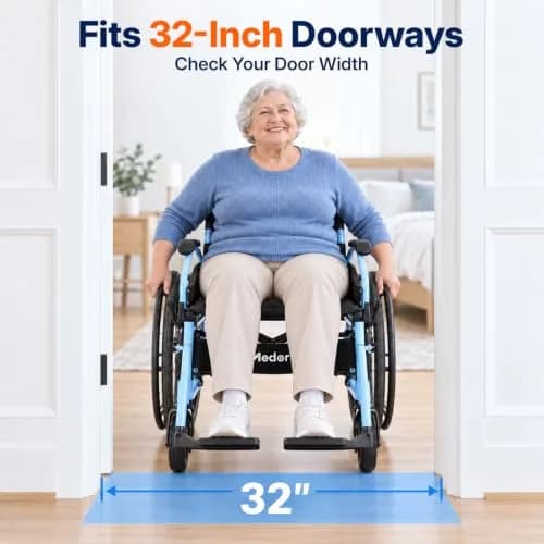 Medorol Wheelchairs for Adults 22 Inch Wide Seat | Heavy Duty 400 lbs Capacity, Foldable, Self-Propelled with Hand Brakes thumbnail 6