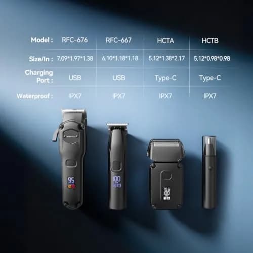 Jack & Rose Hair Clippers for Men Set Professional, Cordless, Black | 4-in-1 Hair Groomer with Lithium Battery thumbnail 7