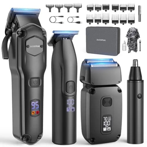 Jack & Rose Hair Clippers for Men Set Professional, Cordless, Black | 4-in-1 Hair Groomer with Lithium Battery - main product image