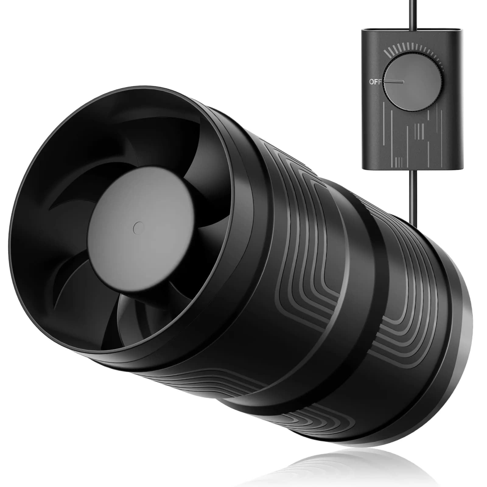 Hon&Guan 4 Inch Inline Duct Fan with Speed Controller | 130 CFM, 6W Low Power, 18.3 cm (7.28 in.) Length - main product image
