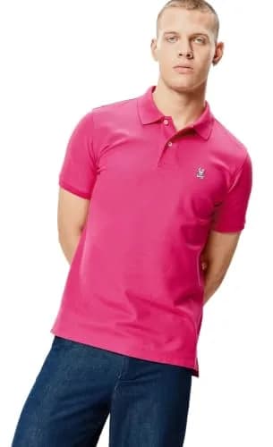 Psycho Bunny Classic Polo (Pink Yarrow, XS) | Regular Fit 100% Cotton Shirt for Boys thumbnail 1