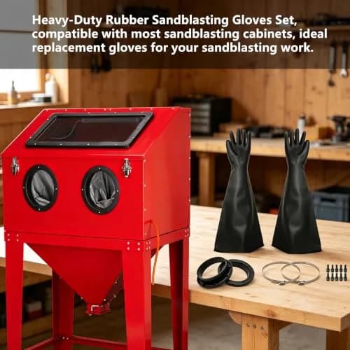 HOLDWIN Heavy Duty Sandblasting Gloves Set Rubber Gloves | 27.5" Impact-Resistant, Reusable, Black, Adult (27.5") thumbnail 5