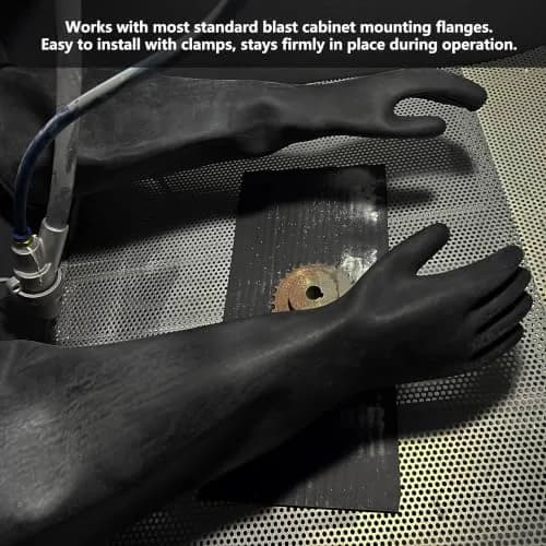 HOLDWIN Heavy Duty Sandblasting Gloves Set Rubber Gloves | 27.5" Impact-Resistant, Reusable, Black, Adult (27.5") thumbnail 7