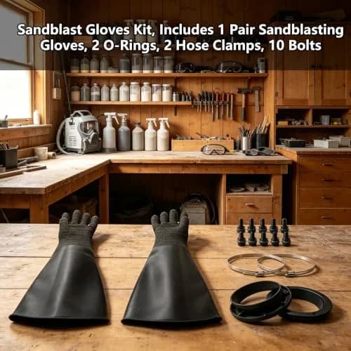 HOLDWIN Heavy Duty Sandblasting Gloves Set Rubber Gloves | 24.8" Impact-Resistant, Wear-Resistant, High-Pressure Durable (enables safe sandblasting) thumbnail 2