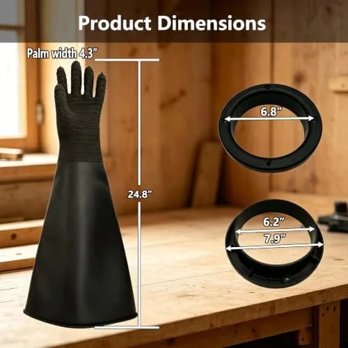 HOLDWIN Heavy Duty Sandblasting Gloves Set Rubber Gloves | 24.8" Impact-Resistant, Wear-Resistant, High-Pressure Durable (enables safe sandblasting) thumbnail 3