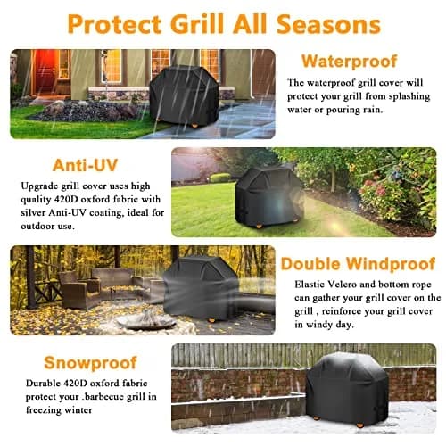 Aoretic 55 inch BBQ Grill Cover | Waterproof, Anti-UV, Windproof Outdoor Grill Protection thumbnail 6