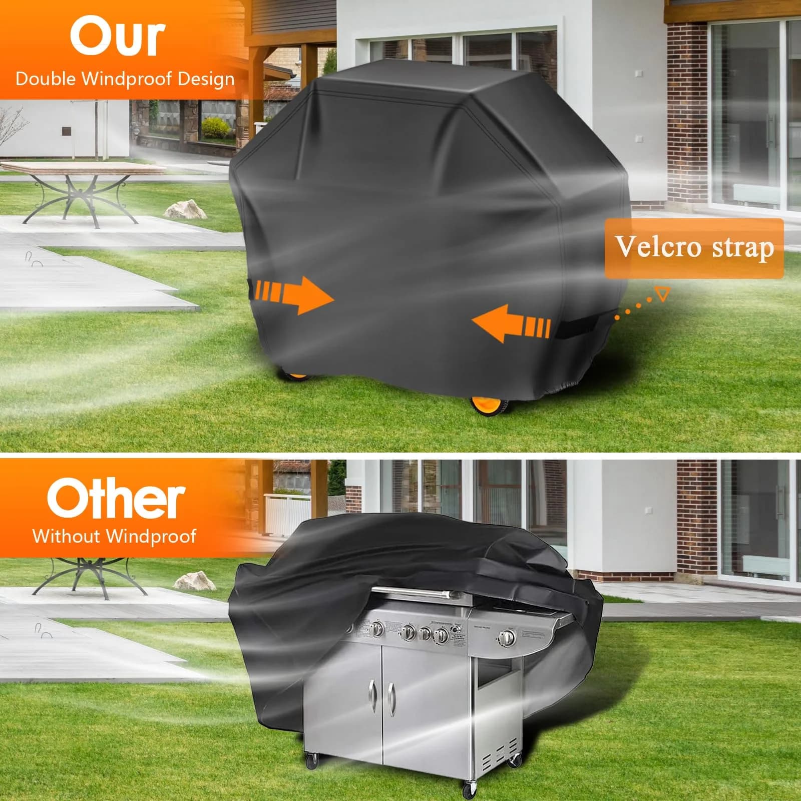 Aoretic 55 inch BBQ Grill Cover | Waterproof, Anti-UV, Windproof Outdoor Grill Protection - view 4