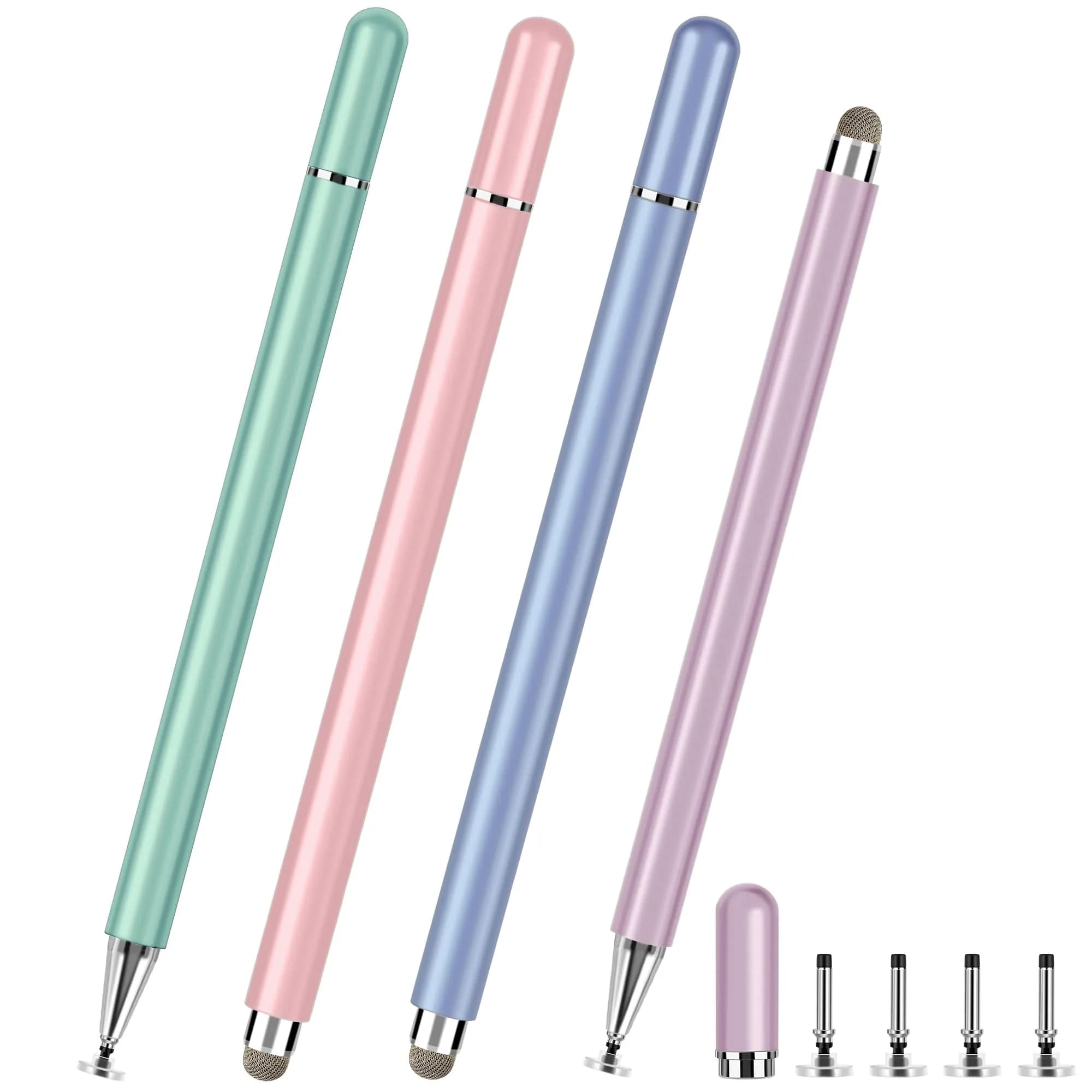CCIVV Stylus Pen for Touch Screens – High Precision Disc Fiber Tip with Magnetic Cap (Morandi, 4-Pack)
