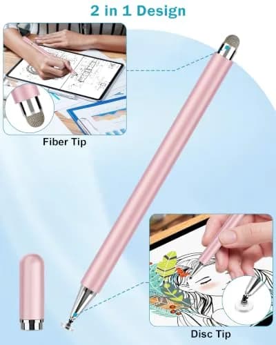 CCIVV Stylus Pen for Touch Screens – High Precision Disc Fiber Tip with Magnetic Cap (Morandi, 4-Pack) thumbnail 4