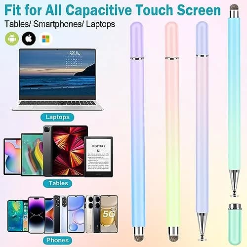 CCIVV Stylus Pen for Touch Screens – High Precision Disc Fiber Tip with Magnetic Cap (Morandi, 4-Pack) thumbnail 7