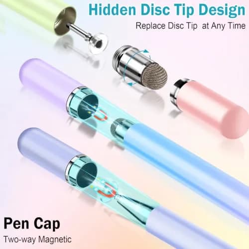 CCIVV Stylus Pen for Touch Screens – High Precision Disc Fiber Tip with Magnetic Cap (Morandi, 4-Pack) thumbnail 8
