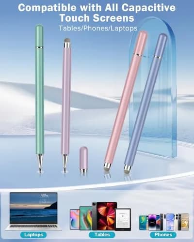 CCIVV Stylus Pen for Touch Screens – High Precision Disc Fiber Tip with Magnetic Cap (Morandi, 4-Pack) thumbnail 2