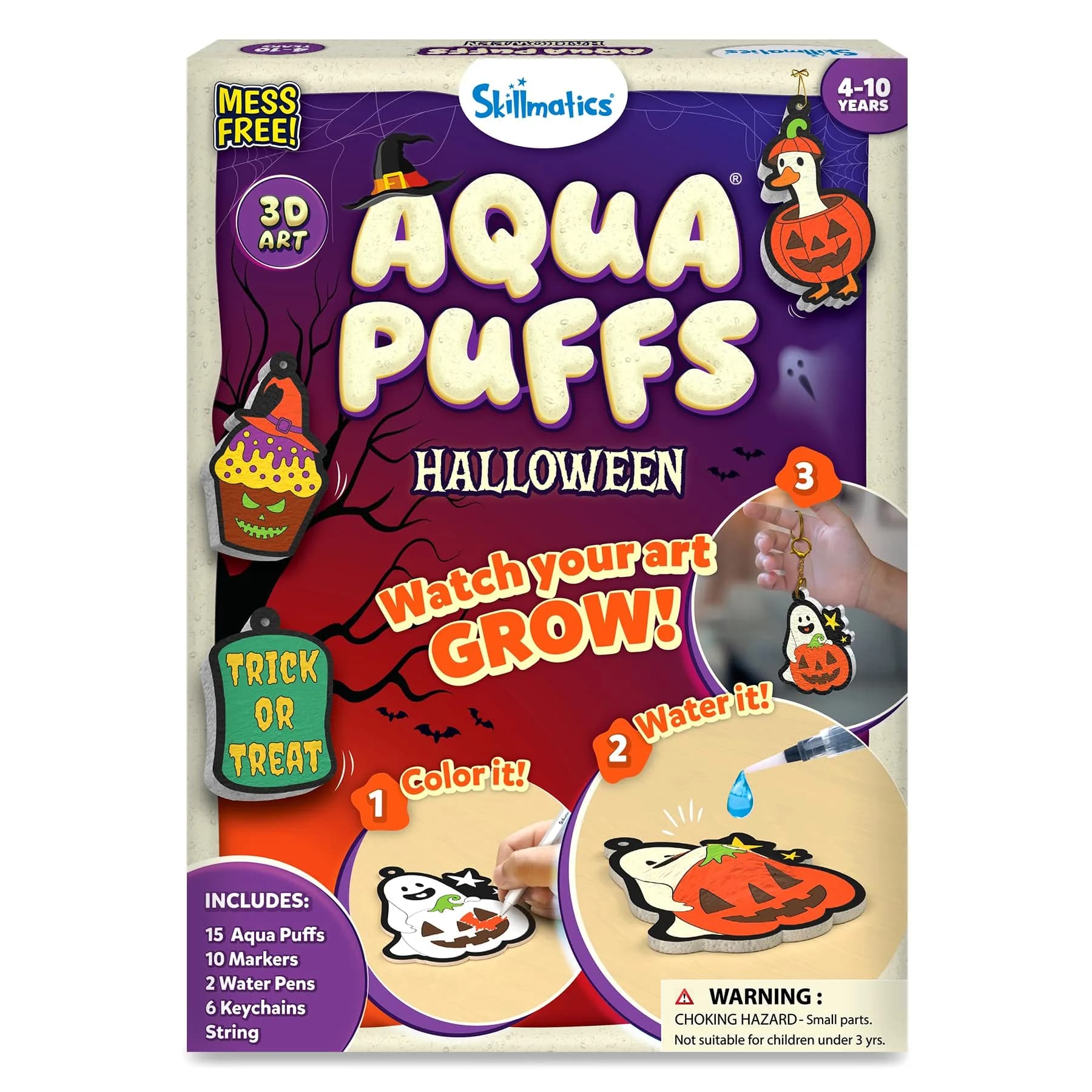 Skillmatics Halloween Aqua Puffs 3D Art Kit | Mess-Free Halloween Craft for Kids Ages 4-10