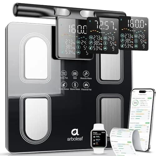 Arboleaf Body Fat Scale for Body Weight | 8-Electrode Body Composition, BMI, 400 lb Capacity — Carbon Black