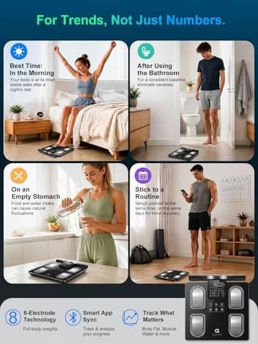 Arboleaf Body Fat Scale for Body Weight | 8-Electrode Body Composition, BMI, 400 lb Capacity thumbnail 7