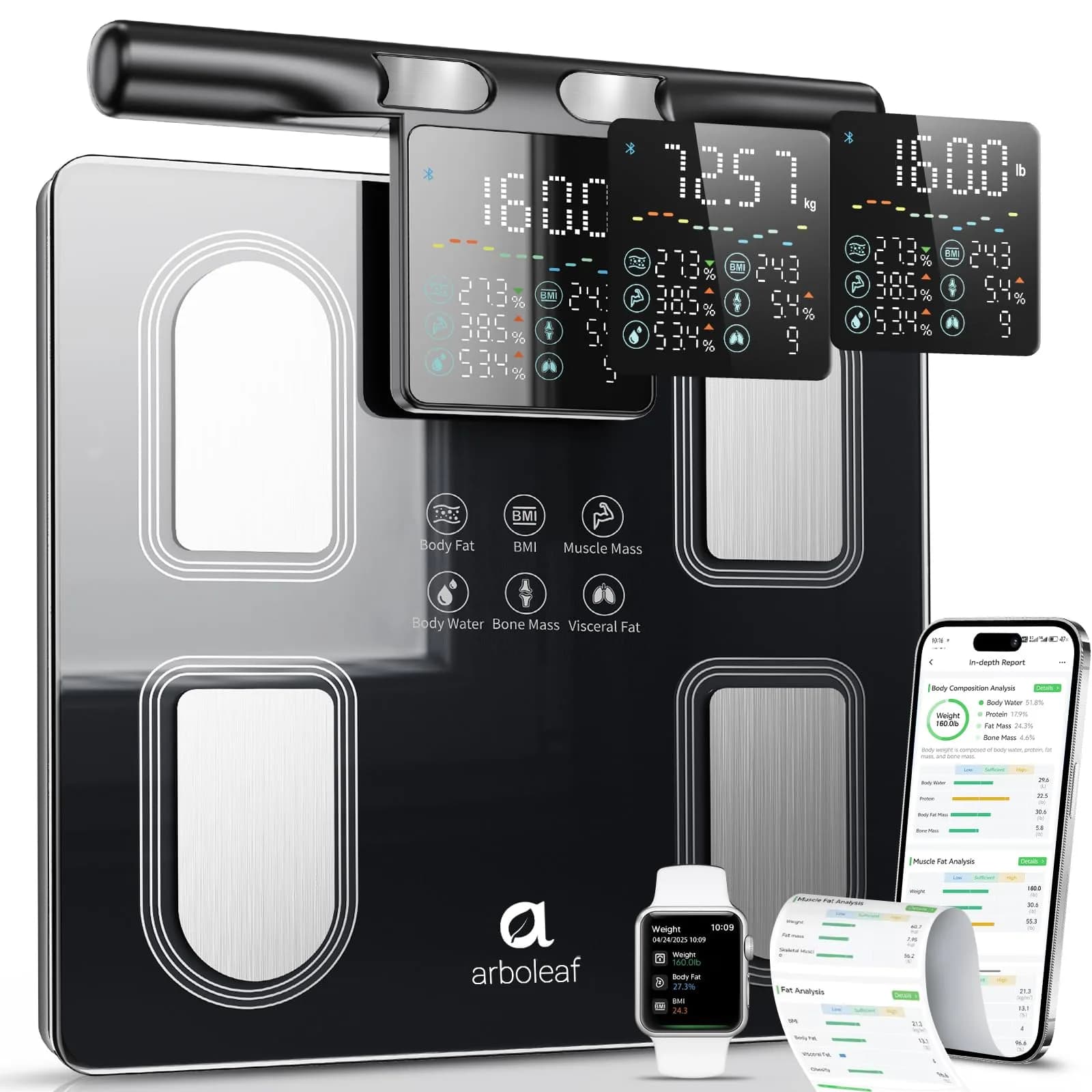 Arboleaf Body Fat Scale for Body Weight | 8-Electrode Body Composition, BMI, 400 lb Capacity