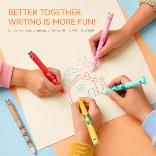 Kabolain 12 Pack Erasable Gel Pens 0.7mm | Cute Animal Designs for Daily Writing thumbnail 4