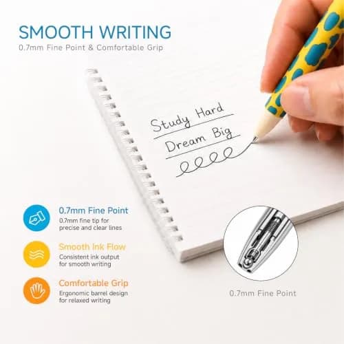 Kabolain 12 Pack Erasable Gel Pens 0.7mm | Cute Animal Designs for Daily Writing thumbnail 3