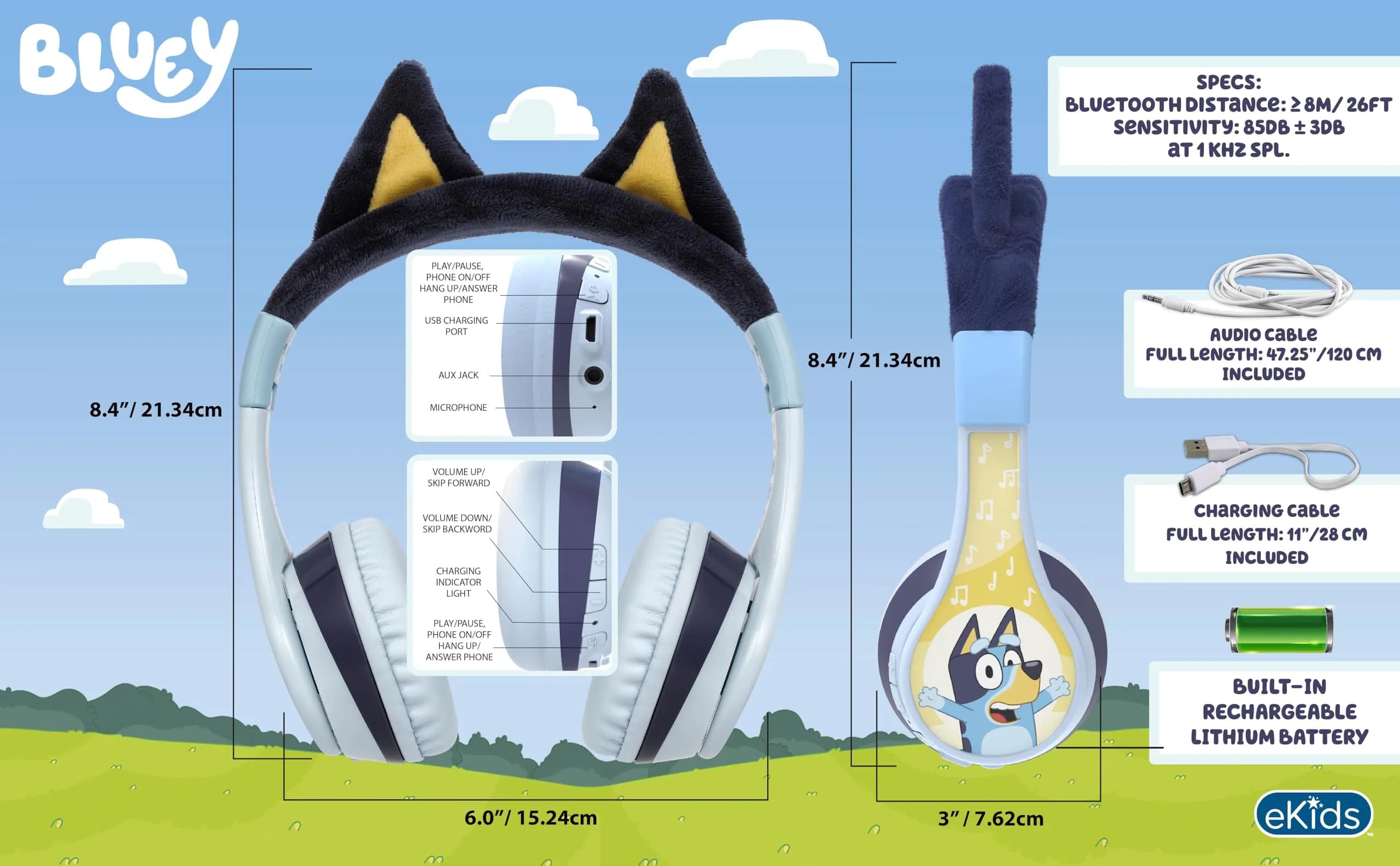 eKids Jurassic World Bluetooth Headphones for Kids, Volume Reduced Wireless Over-Ear Headphones with Microphone | Safe Listening - view 4