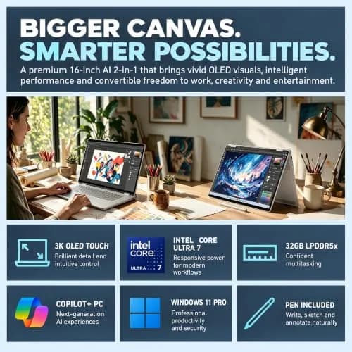 HP OmniBook 7 X Flip 16-inch 2-in-1 Laptop | 3K OLED, Intel Ultra 7, 32GB RAM, 2TB SSD thumbnail 2