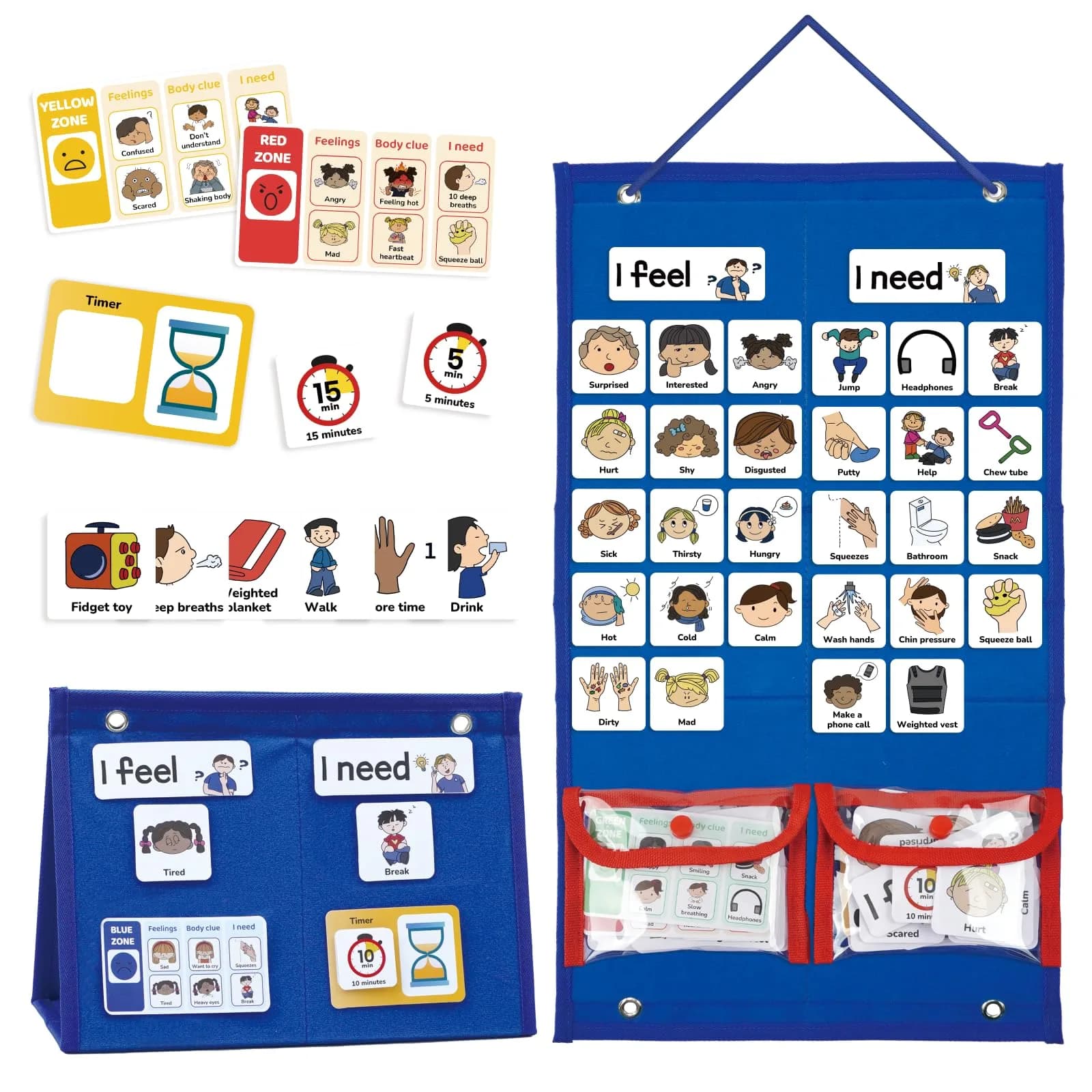 CHEFAN Feelings Chart for Kids, I Feel I Need Board, Calm Down Corner Tool | Autism & Social Emotional Learning