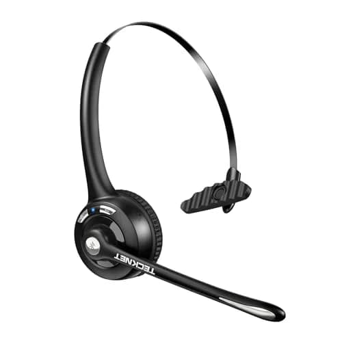 TECKNET Wireless Bluetooth Headset with Noise Cancelling Microphone, Single Ear On-Ear Headphones with Mute Button, Trucker Bluetooth Headset for Driving, Work, Office & Zoom Calls thumbnail 1