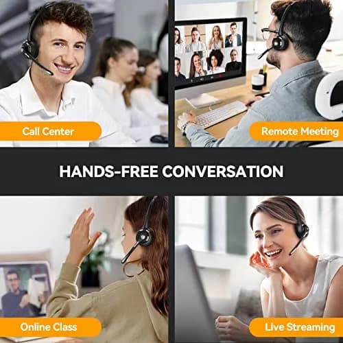 TECKNET Wireless Bluetooth Headset with Noise Cancelling Microphone, Single Ear On-Ear Headphones with Mute Button, Trucker Bluetooth Headset for Driving, Work, Office & Zoom Calls thumbnail 7