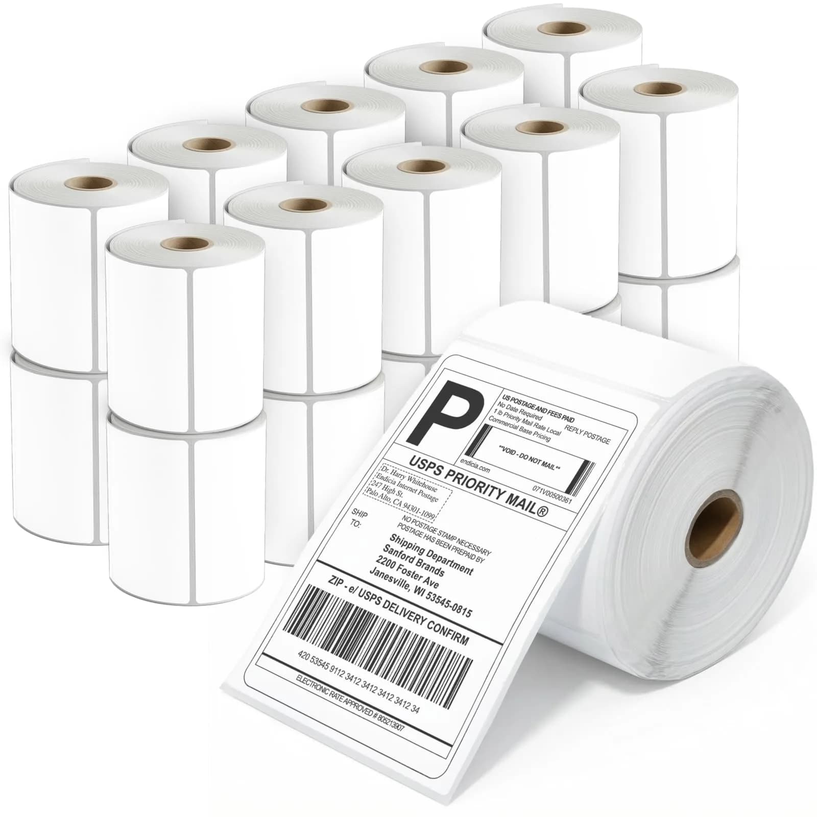 Spartan Industrial 2.25" x 1.25" Direct Thermal Labels (10000 Count, 10 Rolls) | Matte White, Permanent Adhesive, Perforated, Fade & Scratch Resistant — 4" X 6" (20 Rolls)