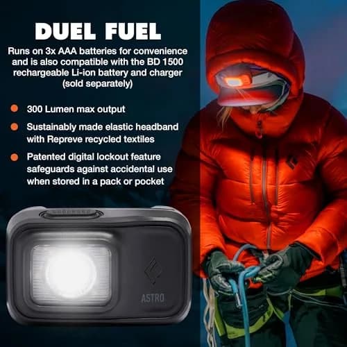 BLACK DIAMOND Astro 300 Headlamp | AAA Powered Dimmable Bright, Weather Resistant thumbnail 2
