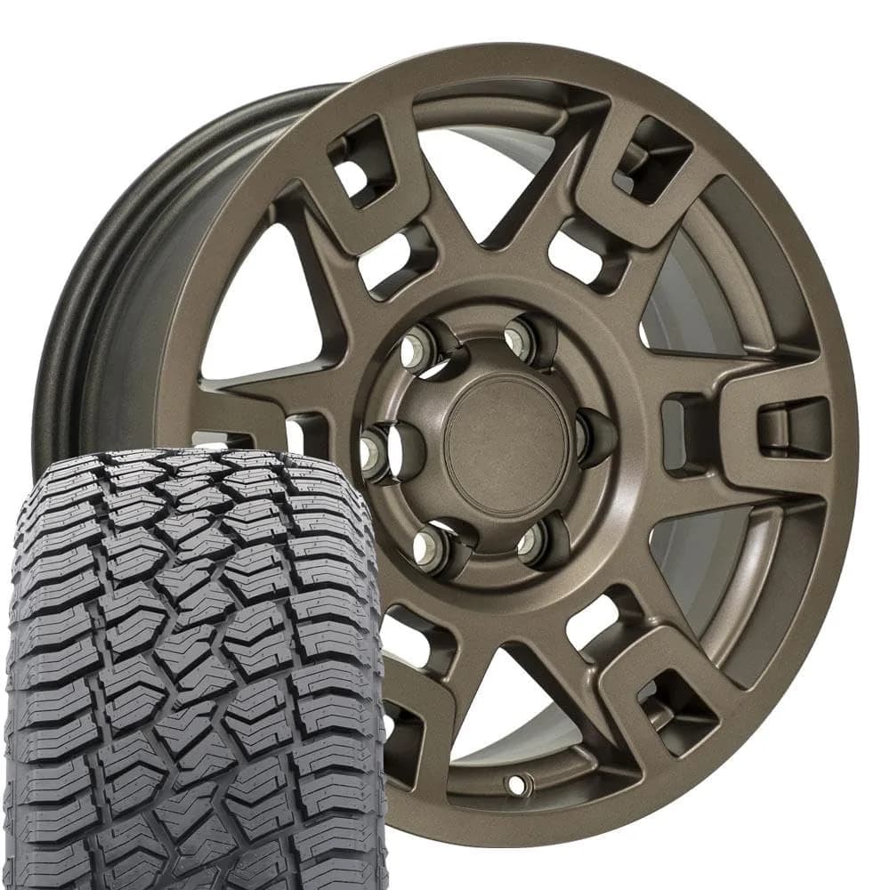 OE Wheels TY16B 17x7 Set(4) Bronze | 6x139.7 Bolt Pattern & Sailun TerraMax AT2 Tires - main product image