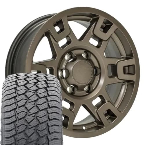 OE Wheels TY16B 17x7 Set(4) Bronze | 6x139.7 Bolt Pattern & Sailun TerraMax AT2 Tires thumbnail 1
