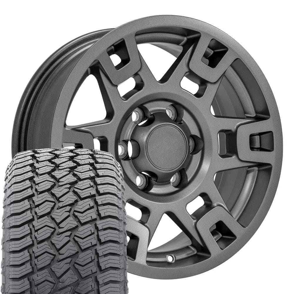 OE Wheels TY16B 17x7 Set(4) Graphite | 6x139.7 Bolt Pattern, Sailun Tires for Indian Vehicles