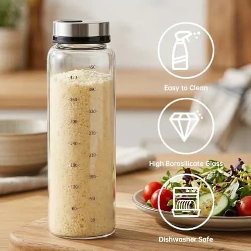 NiHome 2Pack 17oz Glass Spice Shakers Set with Adjustable Lid | Clear Dispenser for Herbs & Spices thumbnail 5