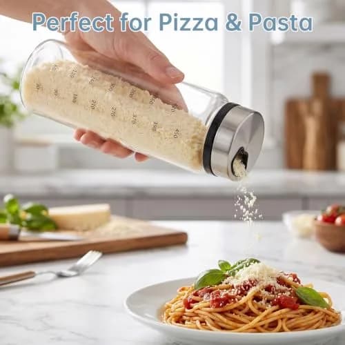 NiHome 2Pack 17oz Glass Spice Shakers Set with Adjustable Lid | Clear Dispenser for Herbs & Spices thumbnail 7