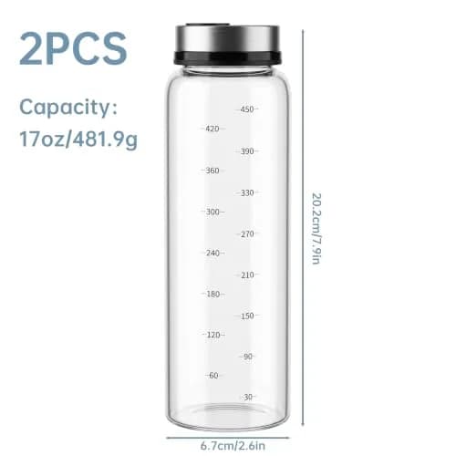 NiHome 2Pack 17oz Glass Spice Shakers Set with Adjustable Lid | Clear Dispenser for Herbs & Spices thumbnail 3