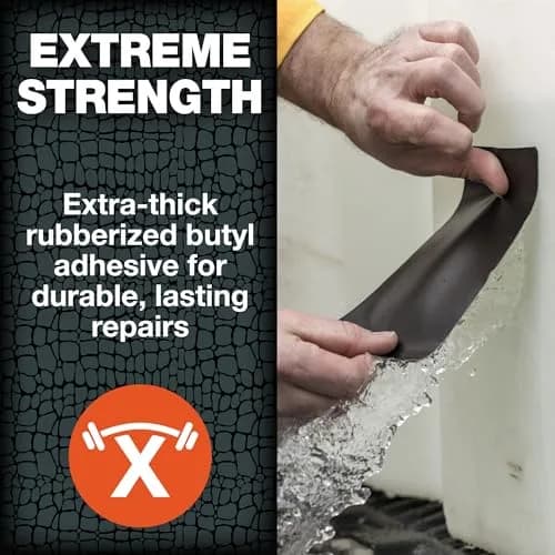 T-REX Heavy Duty Waterproof Repair Tape 4" x 5' Black (Pack of 2) | Bonds to Wet, Dirty, Rough Surfaces thumbnail 2