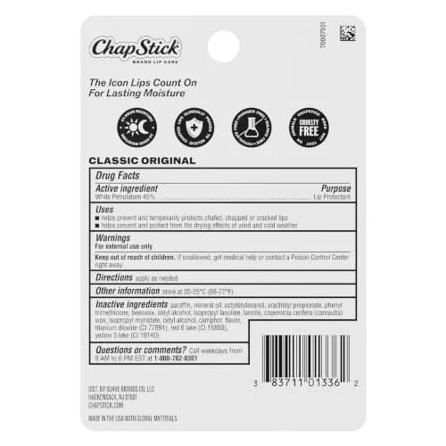 ChapStick Classic Original Lip Balm Stick 0.15 oz (4-Pack) | Clinically Proven Hydration & Protection thumbnail 6