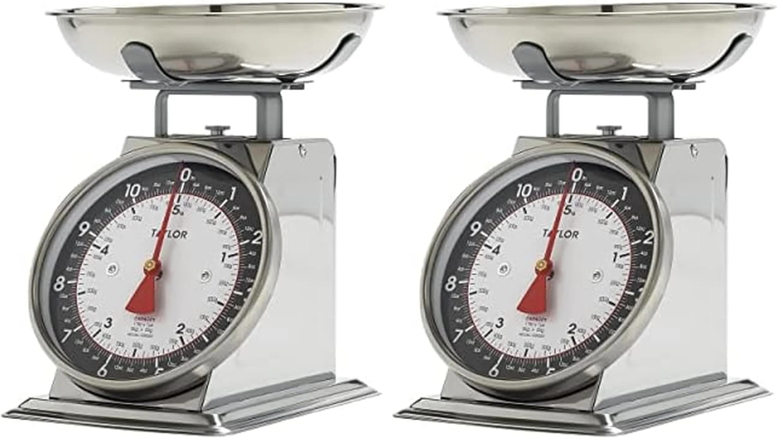 Taylor Mechanical Kitchen Food Scale with Bowl, Weighs up to 5 kg (11 lbs) | Analog Cooking Scale for Baking, Black and Silver (Pack of 2) — Pack of 2