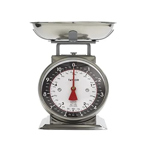 Taylor Mechanical Kitchen Food Scale with Bowl, Weighs up to 5 kg (11 lbs) | Analog Cooking Scale for Baking, Black and Silver (Pack of 2) thumbnail 5