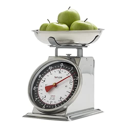 Taylor Mechanical Kitchen Food Scale with Bowl, Weighs up to 5 kg (11 lbs) | Analog Cooking Scale for Baking, Black and Silver (Pack of 2) thumbnail 6