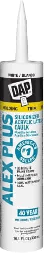 DAP Alex Plus Acrylic Latex Caulk with Silicone, White, 10.1 Oz (121.2 ml) | Pack of 12 thumbnail 1